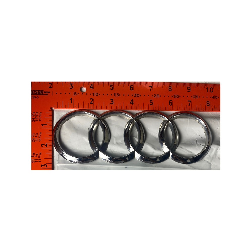 Audi Chrome Trunk Emblem Rear Rings Logo Badge Silver 8.5 x 3 Inch